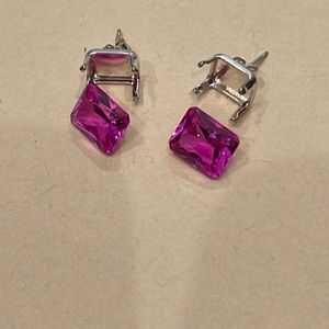 COPY - Lovely lab created pink sapphire w/ sterling silver settings included.